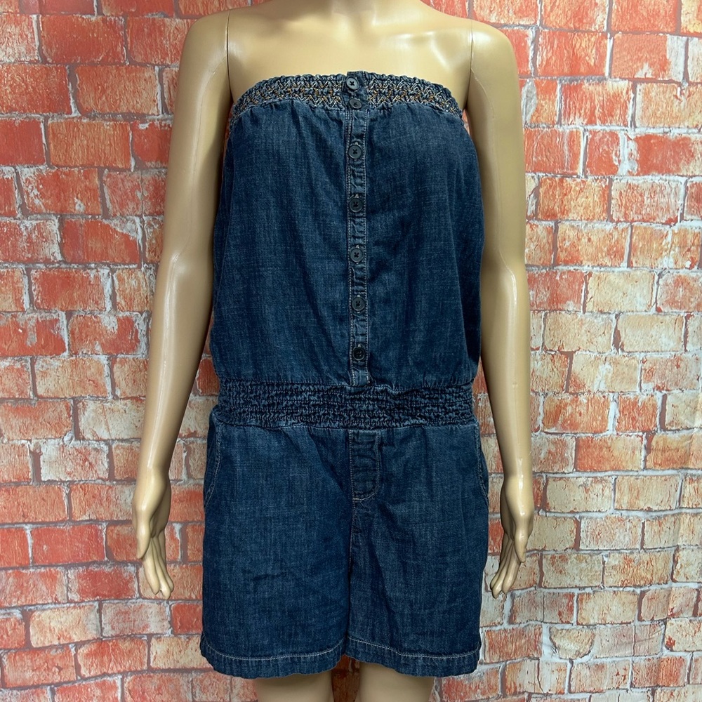 Decree Strapless Denim Romper